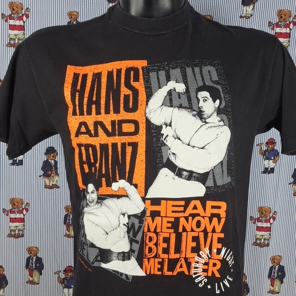 Rare 1990 Vintage Hans & Franz Saturday Night Live graphic black LG t-shirt
